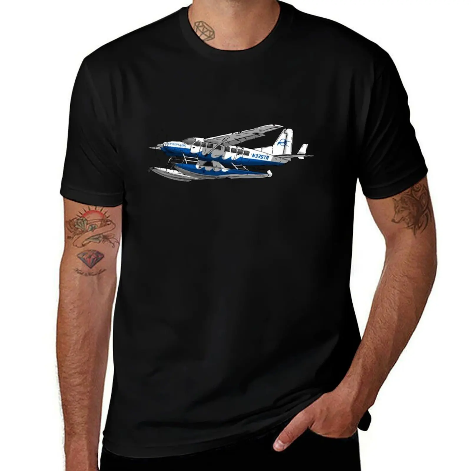 Фото Футболка Cessna 208 Grand Caravan on Floats, повседневная футболка большого размера №1