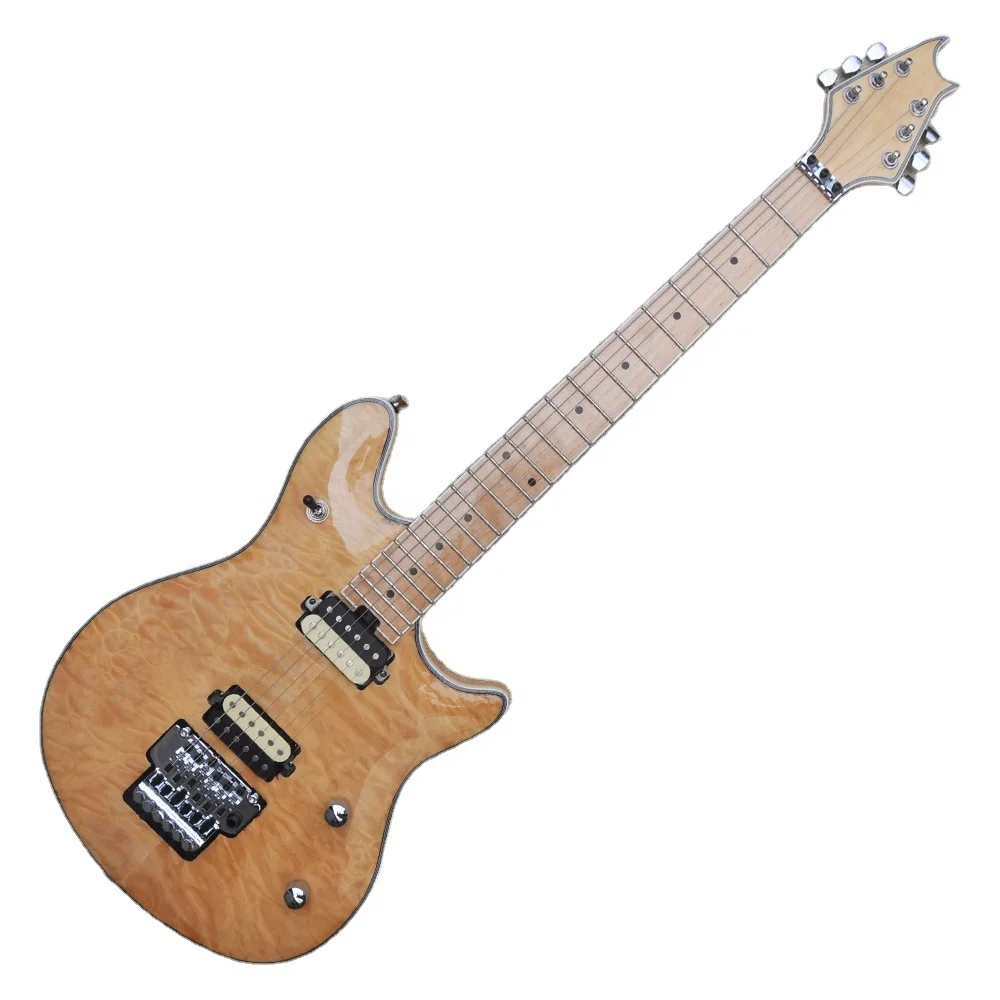 

Flyoung High Quality Musical Instrument Natural wood Color Electric Guitar Floyd Rose Bridge