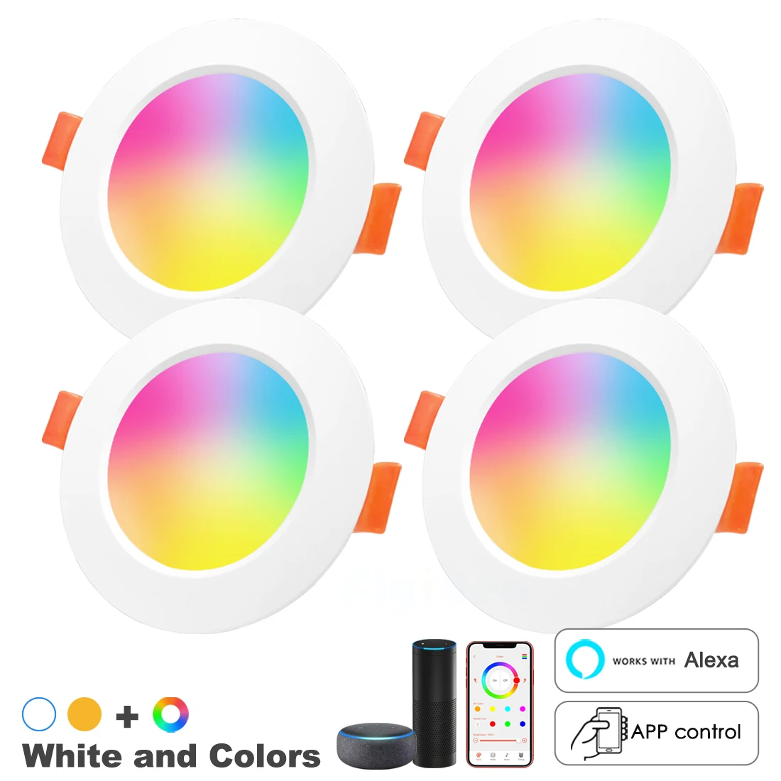 

Умный светодиодный потолочный светильник круглый светодиодный потолочный светильник RGBW Alexa, многоцветный, с регулируемой яркостью, точечный светильник, меняющий цвет, для ванной комнаты, 220 В, 110 В