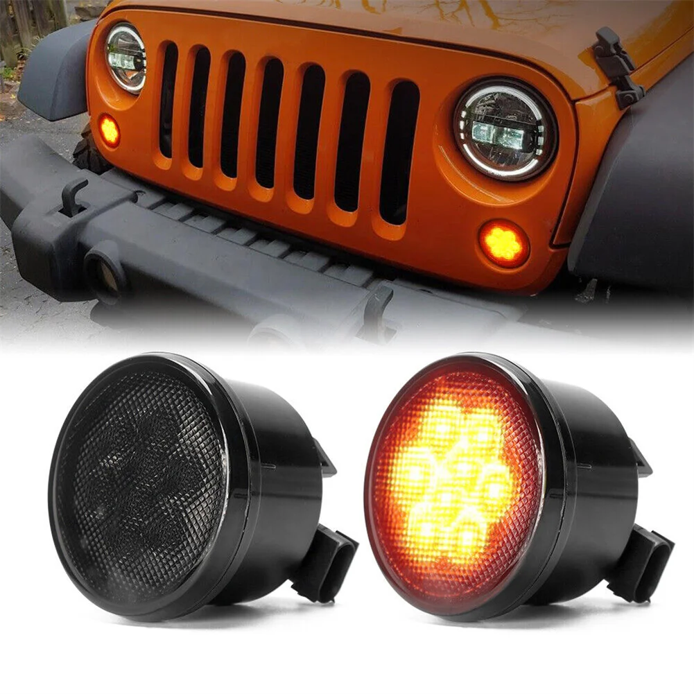 

Передние СВЕТОДИОДНЫЕ указатели поворота для джипов Wrangler JK, 2007-2017, желтого цвета, габаритные огни, 1 пара