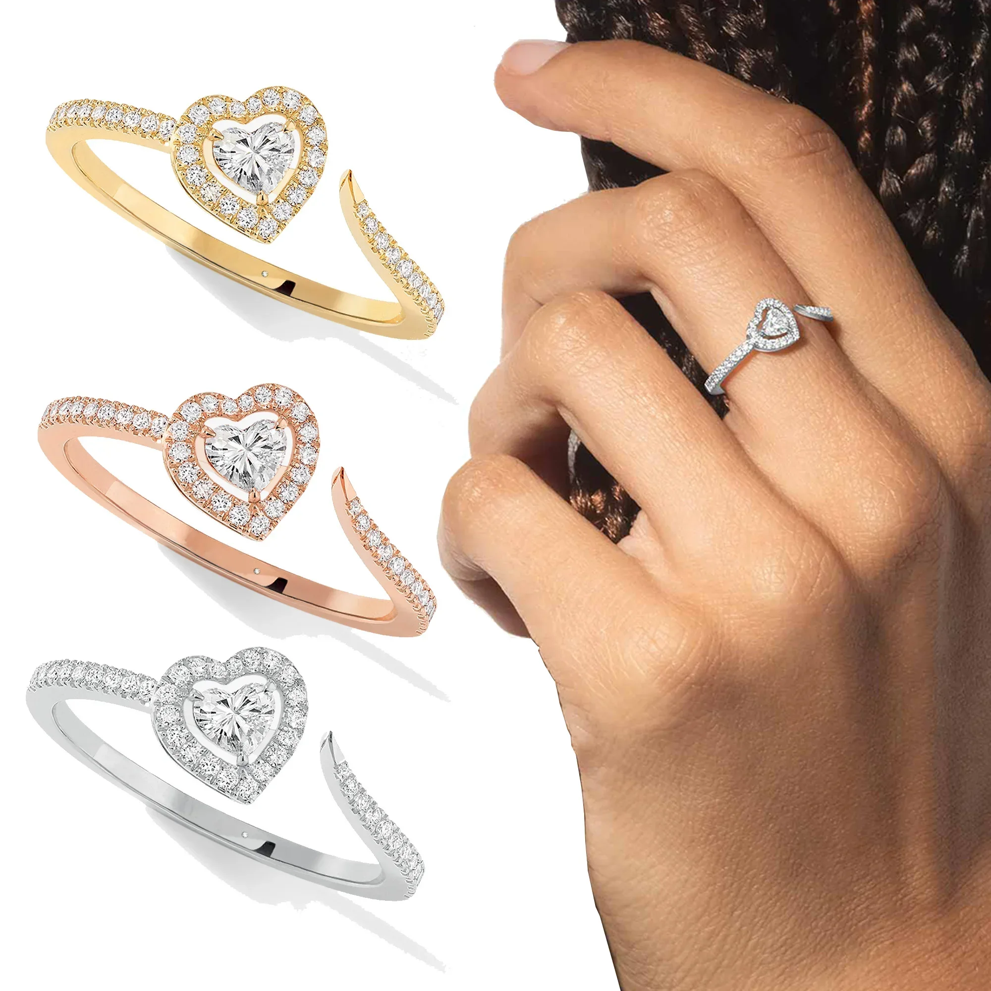 Набор колец из чистого серебра с бриллиантами Уникальный Бриллиант