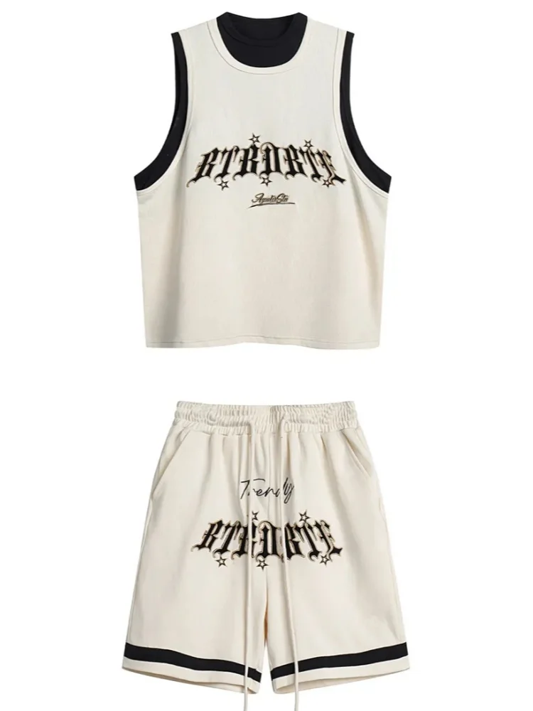 Хип-хоп Мужские пары Комплекты из двух предметов Y2K Графический топ Мешковатая