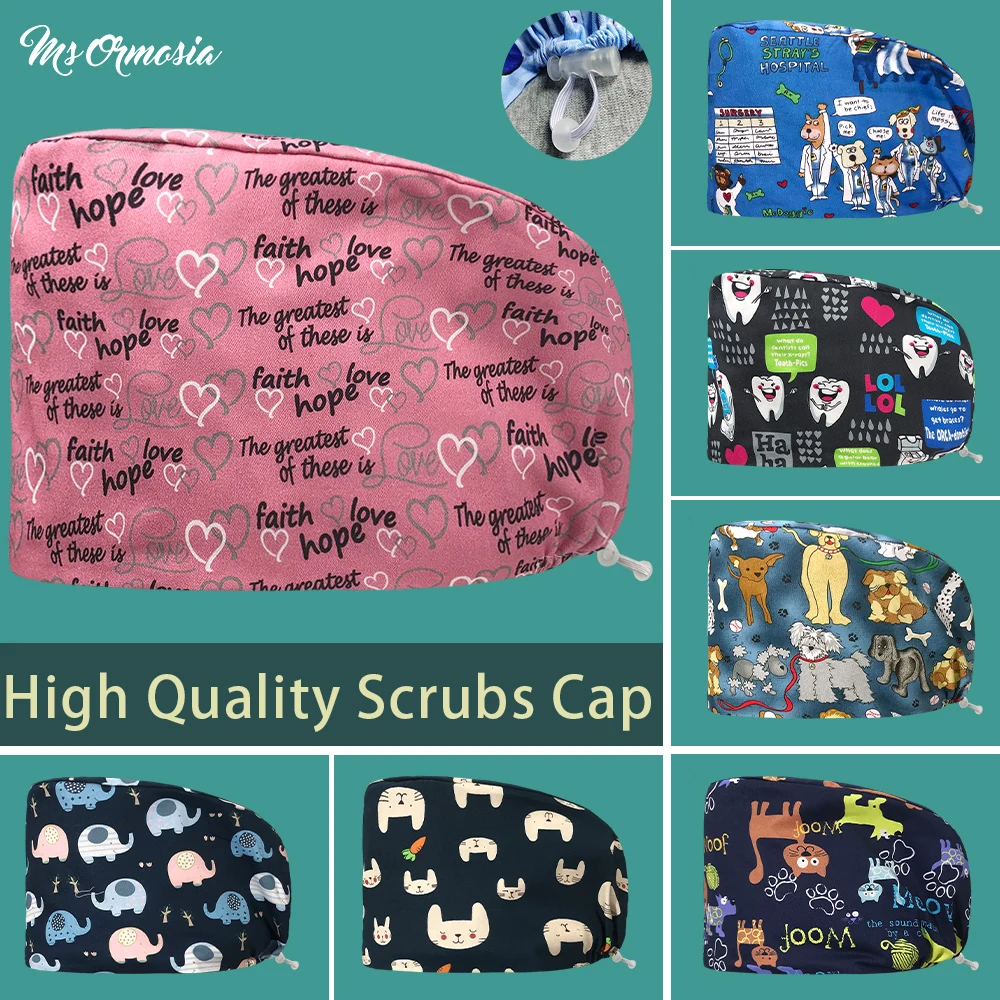 

Новая хирургическая шапочка, милая шапочка с мультяшным принтом, шапочка для стоматолога, детской медсестры, шапочка для домашних животных, шапочка для хирургических операций, шапочка для больниц и хирургов, дышащая шапочка