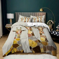 giraffe elk queen duvet cover pillowcase bed cover set microfiber king bedroom bedding set with zipper closure corner ties