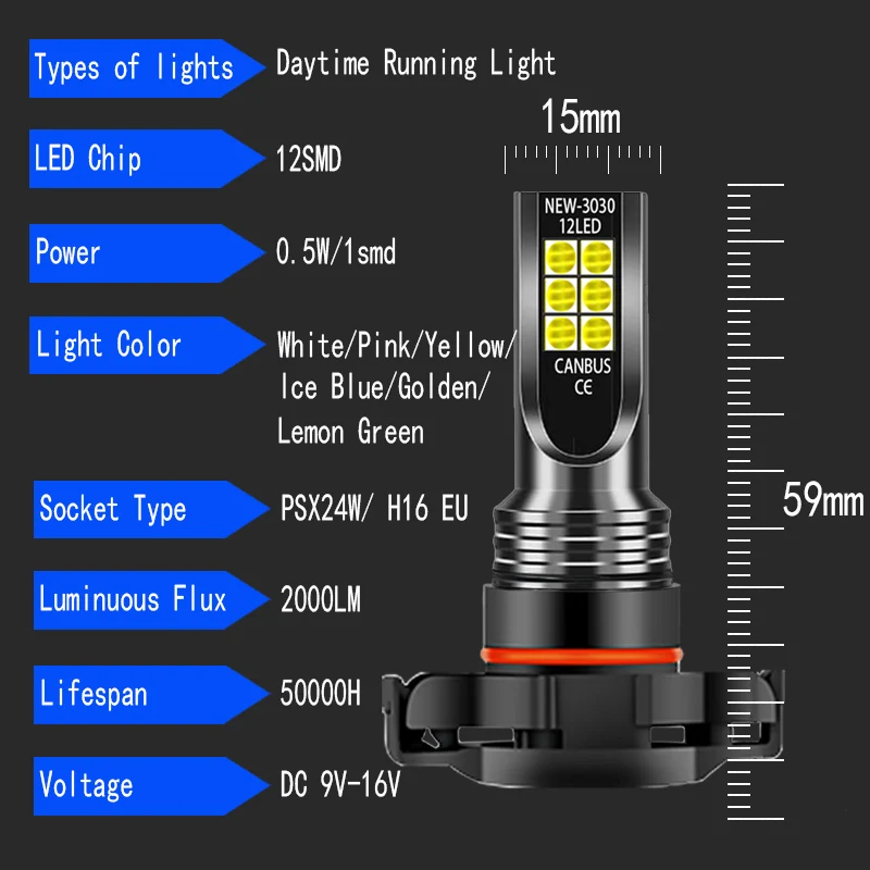Светодиодные дневные ходовые огни Canbus Free Error PSX24W 2504 DRL золотистая лампа для Jeep Compass