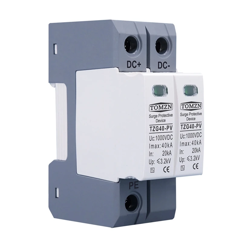 

TOMZN DC SPD 2P 1000V 20KA-40KA Din Rail Солнечная уличная Защита от перенапряжения