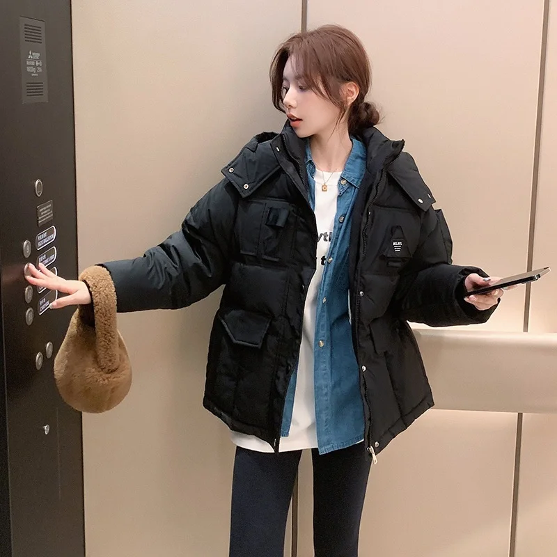 2022 New Winter Clothes Women's Down Cotton Padded Jacket Women Korean Loose Warm Thicken Hooded Parkas Coat Outwear