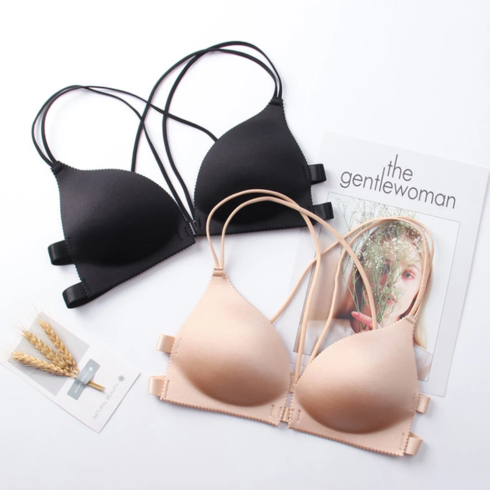 

Sexy Double-layer Cross-belt Sport Bra Beautiful Back Cross-Strap Wrapped Chest Girls Chest Buckle Underwear Fixed Halter Strap