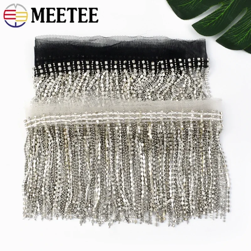 

Meetee 1Yard 9cm Rhinestone Fringe Tassel Glitter Lace Trim Bead Lace Crystal Applique Jacket Dress Decor DIY Craft Accessories