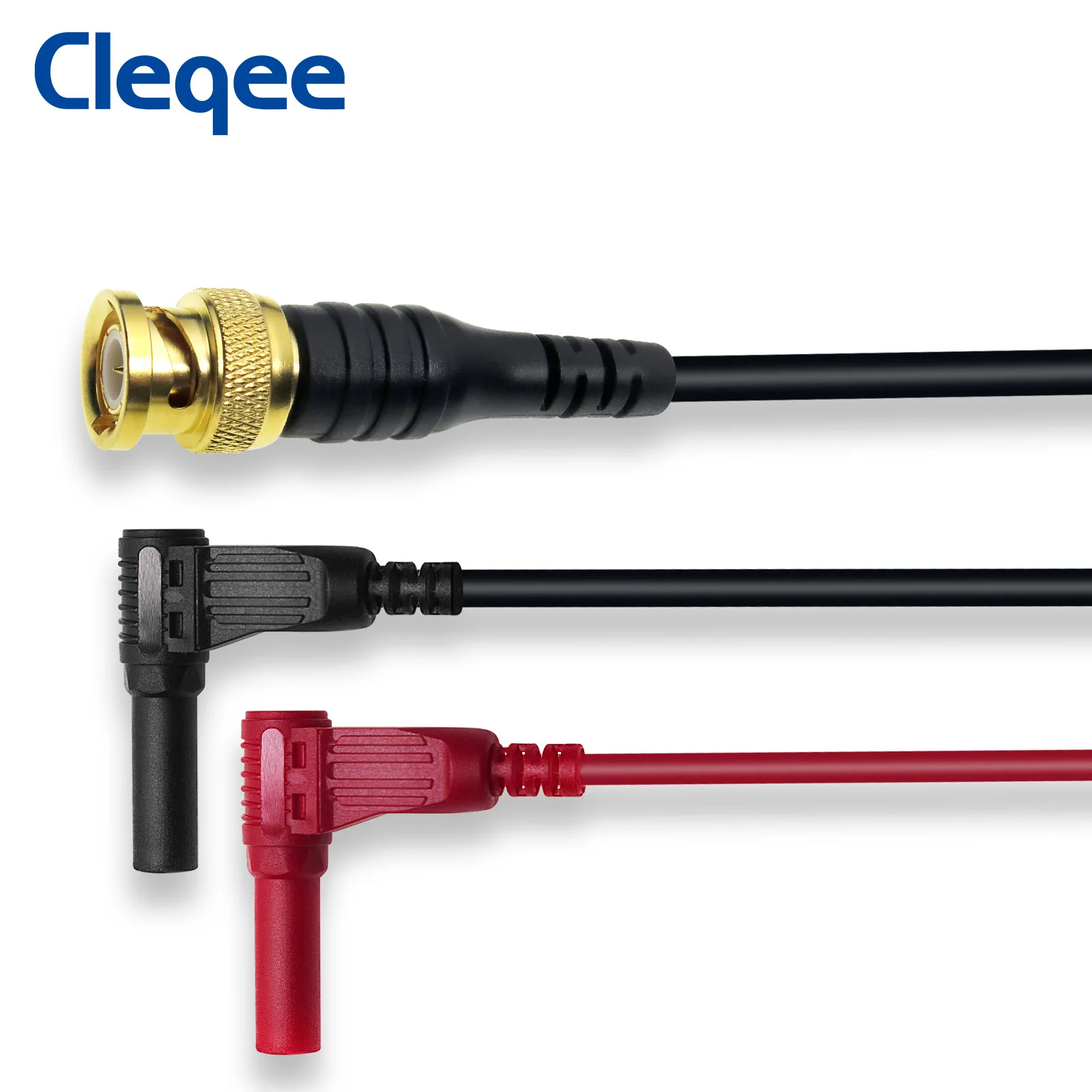 Фото Позолоченный штекер BNC Cleqee P1066 из чистой меди, штекер 4 мм, Прямоугольный штекер типа банан, коаксиальный кабель, осциллограф, испытательный провод 120 см №3