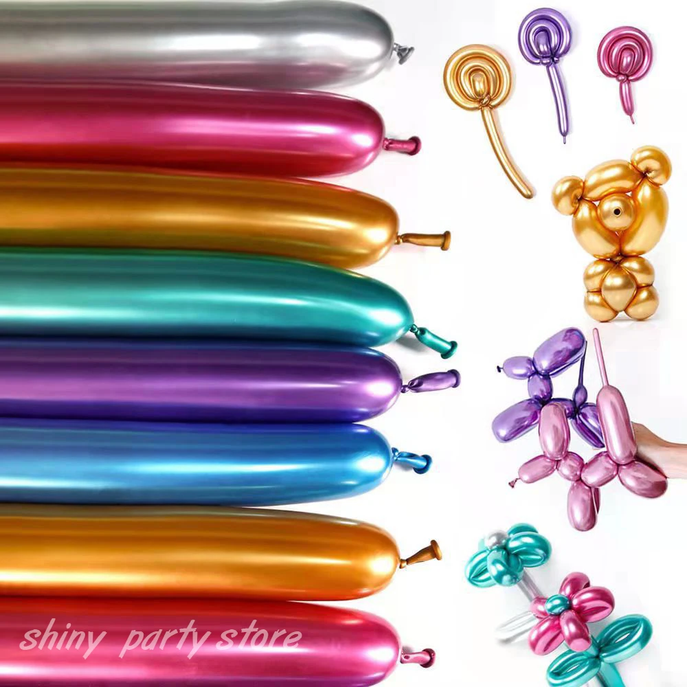 

20/50/100pcs Metal Long Magic Balloons DIY Weave Latex Balloon Birthday Party Decorations Kids Baby Shower Globos Toy Ball