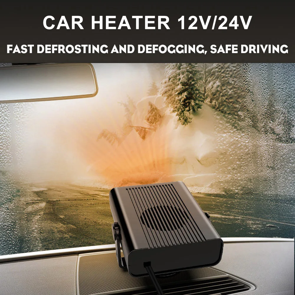 

120W 12V/24V Car Heater Portable 360 Degree Adjustable Electric Heater Cooling Fan Air Purifier Windscreen Defogging Defroster
