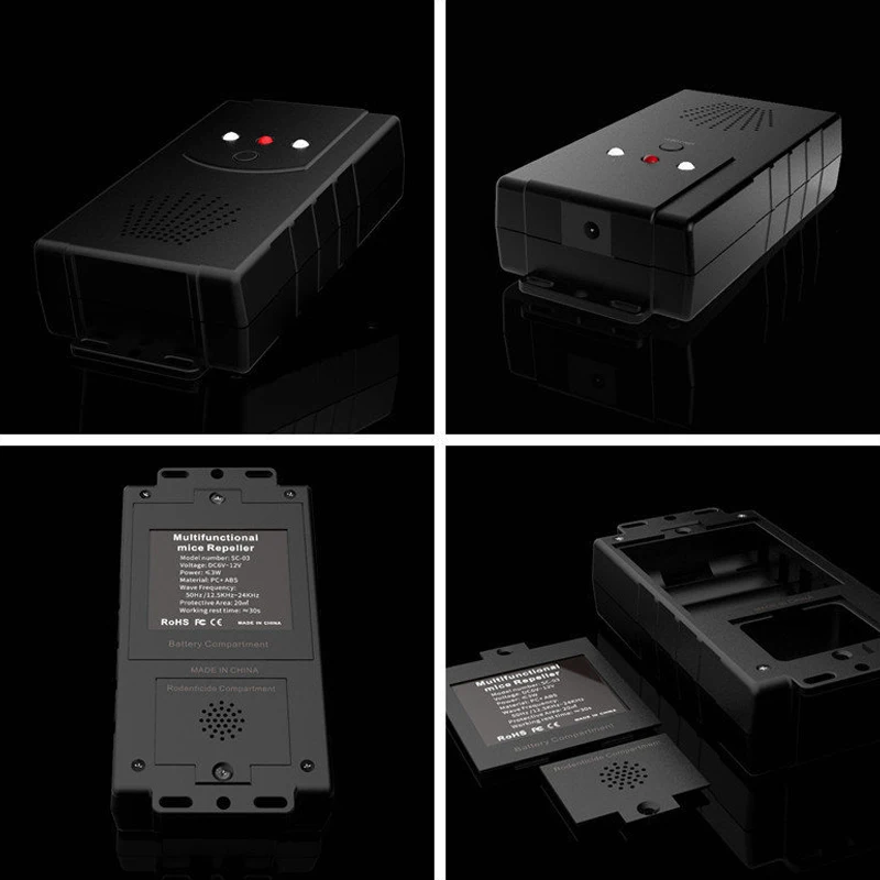 Ultrasonic Repeller Garden Car Hood Rodent Pest Repulsion Electronic Black (Battery Version) Pc