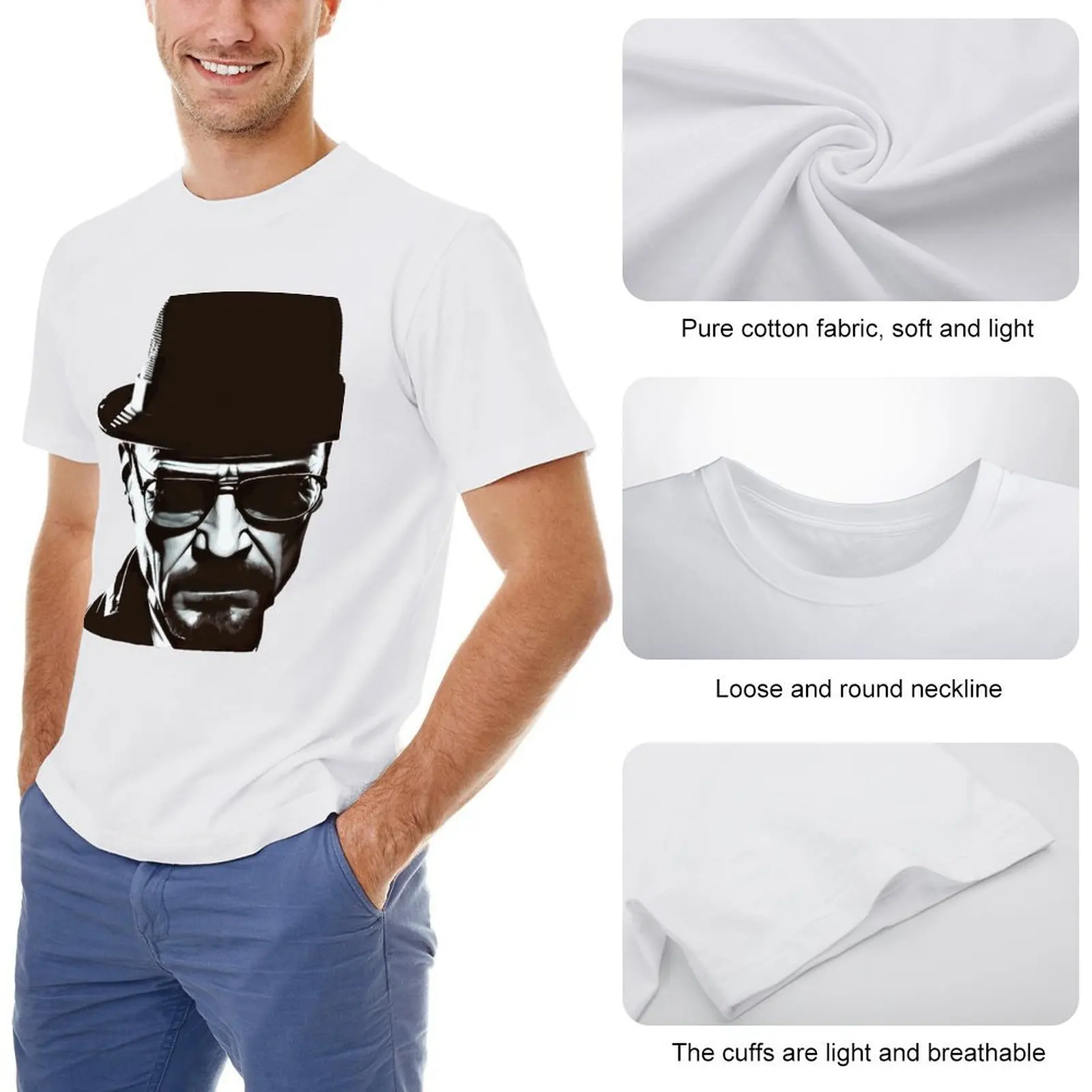 Футболка Heisenberg с круглым вырезом Классическая смешная футболка графическим