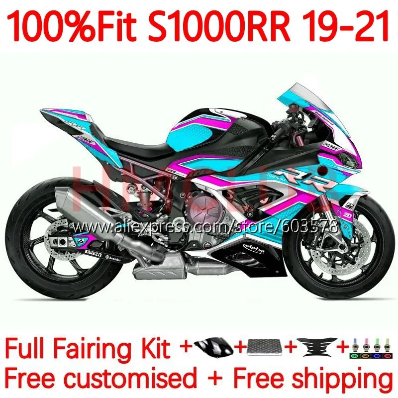 

Injection Body For BMW S1000 S 1000 S-1000 RR 1000RR S1000RR 2019 2020 2021 S1000-RR 19 20 21 OEM Fairing 152No.47 cyan black