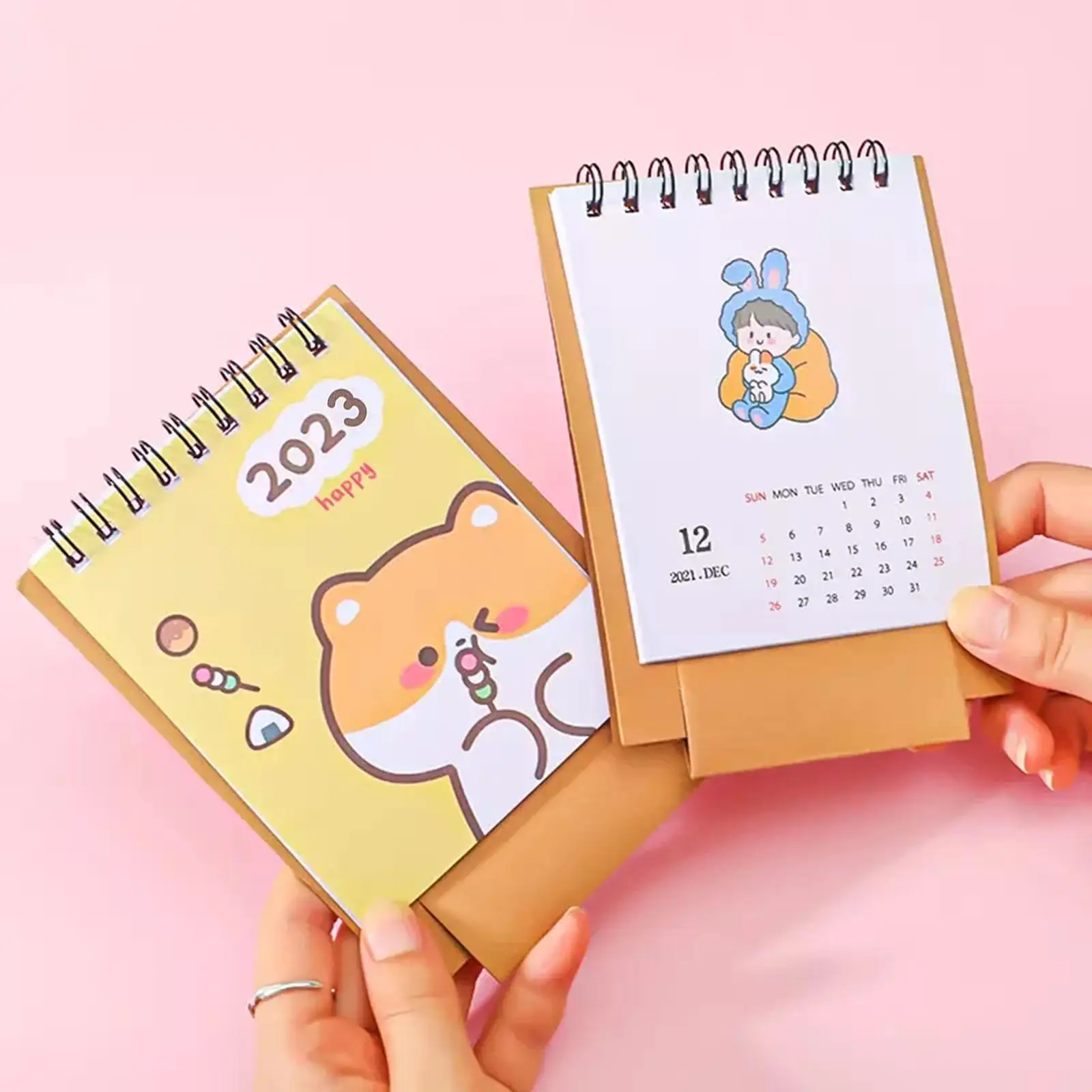 

2023 Cartoon Cute Rabbit Desk Calendar Mini Kawaii Paper Calendar Student Stationery Daily Weekly Scheduler Planner Agenda