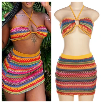 Women 2023 Summer Tank Tops Mini Skirt Beach Vacation Two Piece Matching Sets Outfits Wholesale Items For Business 1