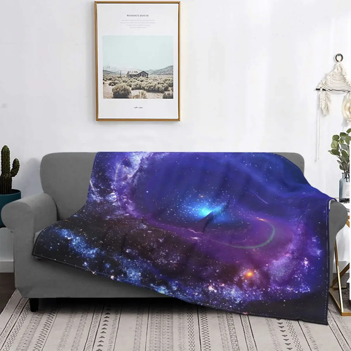 

Galaxy Star Sky Night Space Blanket Four Seasons Stitch Soft Breathable Coral Fleece Throw Blankets For Bedding Home