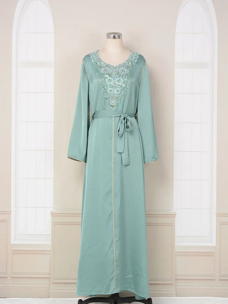 Дубай арабское мусульманское модное платье 2025 Ид Рамадан Абая женские атласные
