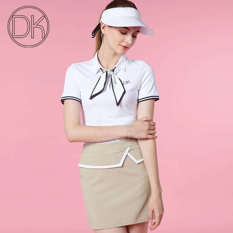 DK Golf Ladies Polo Shirts Women Sports Shirts Ladies Golf Wear Tops Quick Dry Breathable Short Sleeve T Shirts Golf Short Skirt