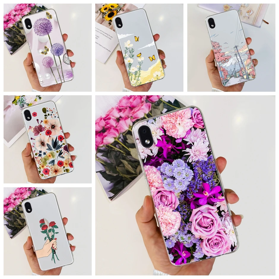 

For Samsung Galaxy A01 CORE Transparent TPU Bumper Floral Pattern Phone Case For Galaxy A 01 Core M01 Core Funda Coque