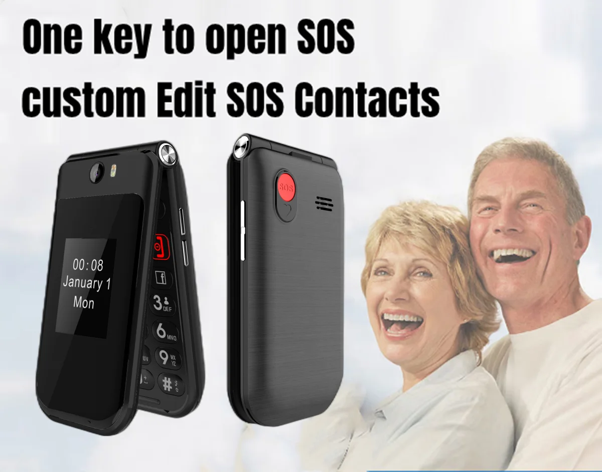 US Model 4G Android 8 MTK 6739 Touch Screen Filp Smart Phone Wifi 2.8 Inch 1GB + 8GB