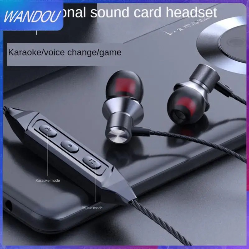 

Flat Mouth Sound Card Sports Earphones Subwoofer Waterproof Live In-ear Type-c High-fidelity Headphones Hifi Bass Metal Earplugs