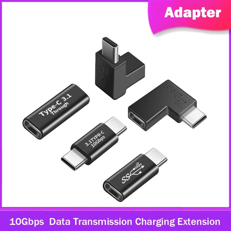 

Type-C 3.1 100W Adapter Charge Data Sync Type-C Adapter 10Gbps High Speed Data Transmission Charging Extension for Phone Tablets