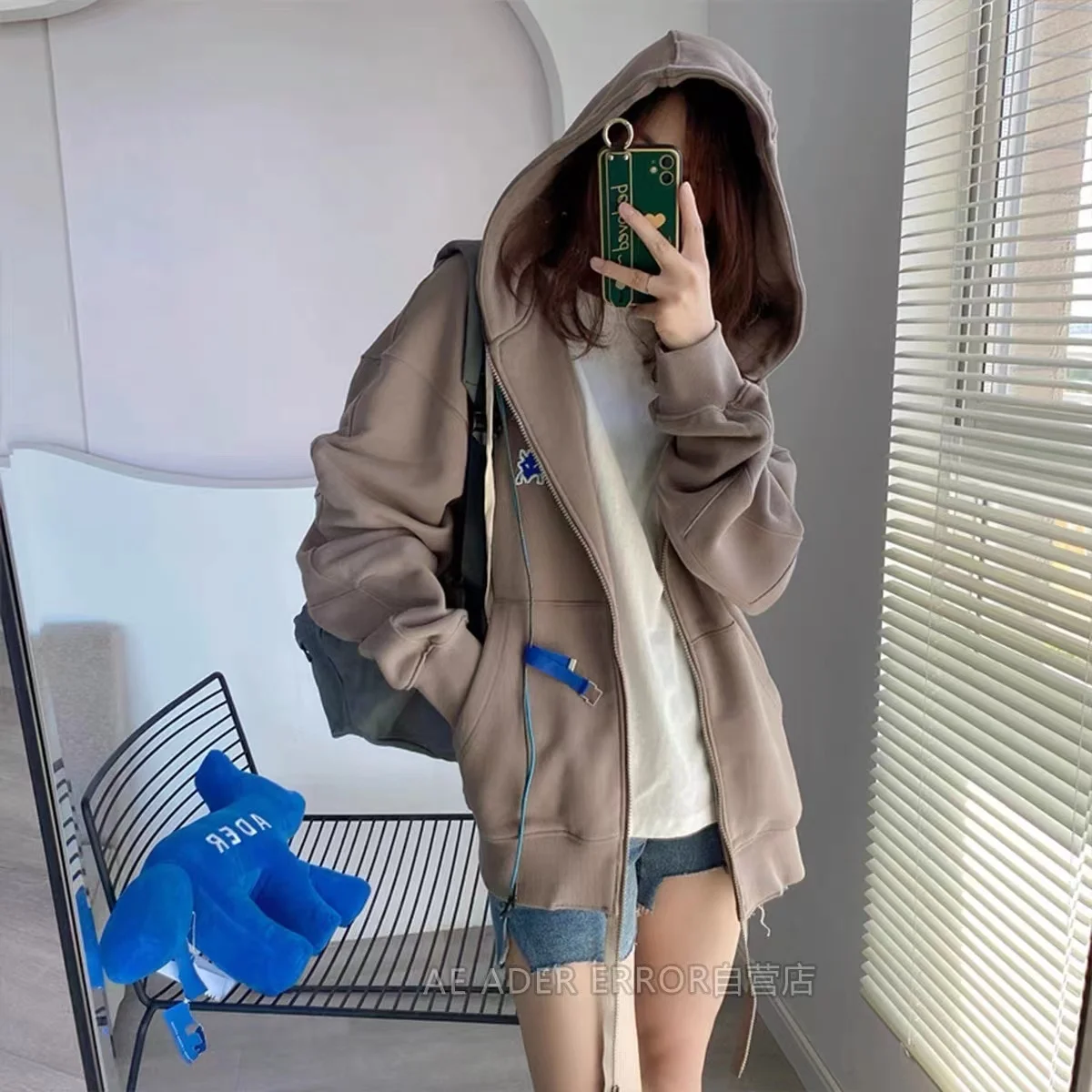 autumn ERROR high spring quality hooded sweater for men and women couples ADER 1:1 little monster zipper jacket loose