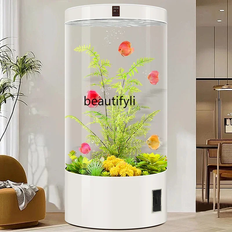 Круглый аквариум для гостиной от пола до потолка умный экологический стеклянный