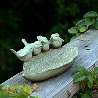 ceramic leaf shaped tray bird feeder retro fruit plate outdoor garden pet bird food feeder bowl garden decor
