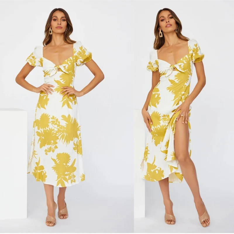 

2022New Year Hot Sale Front Chest Lace Printing Dress