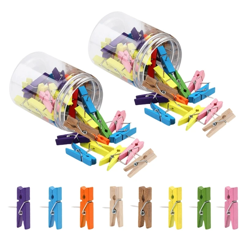 80/90 шт. кнопки с деревянным зажимом кнопка для доски объявлений пробковой