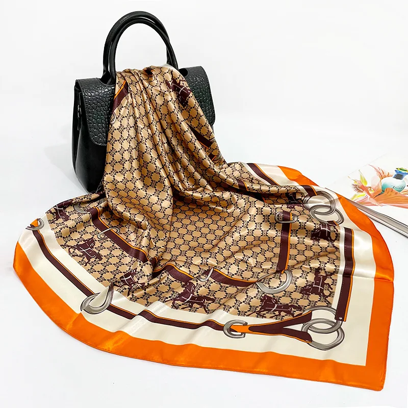 Роскошный брендовый черный золотистый шелковый шарф Женская Съемная хиджаб