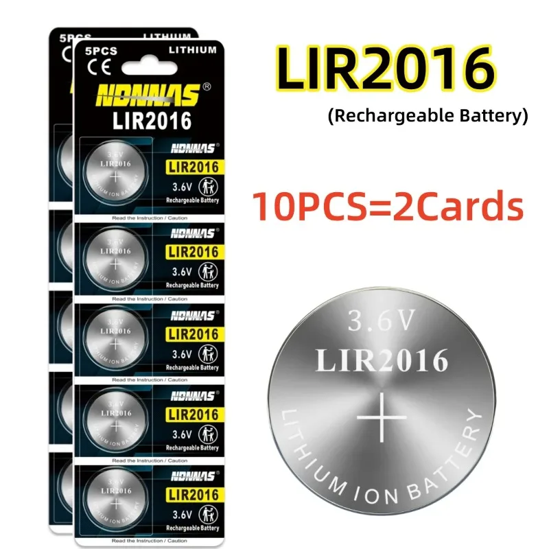 Аккумулятор литий-ионный LIR2016 3.6V для часов, пультов ДУ, игрушек, замена кнопочных батареек CR2016 LM2016 2016 (art.: 3920dbd4a0874) - 3920dbd4a0874