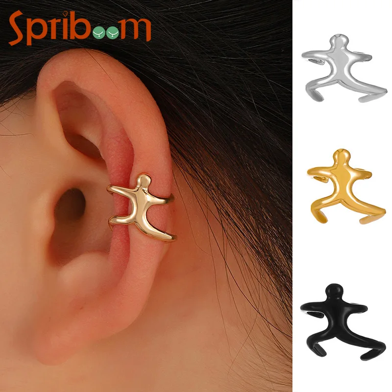 

Figure Shaped Ear Clip No Piercing Climber Ear Cuff Gold Color Silver Color Cartilage Earrings for Women Temperament Accessories