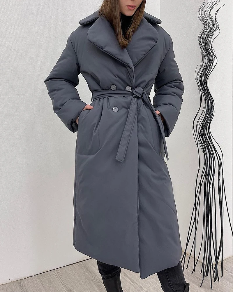 ZELI 2022 Winter Thicked Cotton Padded Parkas Women Belted Windproof Long Jackets Female Bubble Coats Casual Warm Outerwear