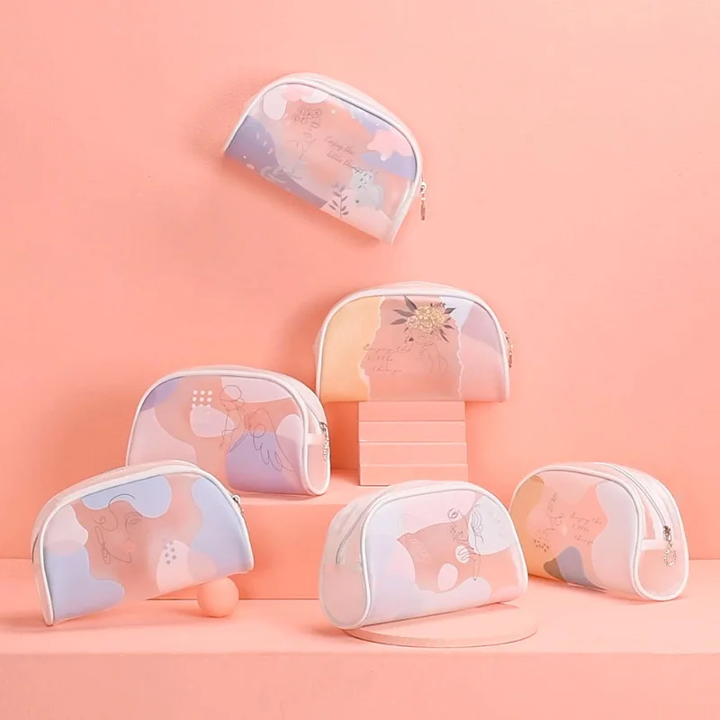 

1 Piece Ladies Zipper TPU Waterproof Cosmetic Bag Travel Large Cosmetic Bag Makeup Solid Color Women's Cosmetic Bag Essentials