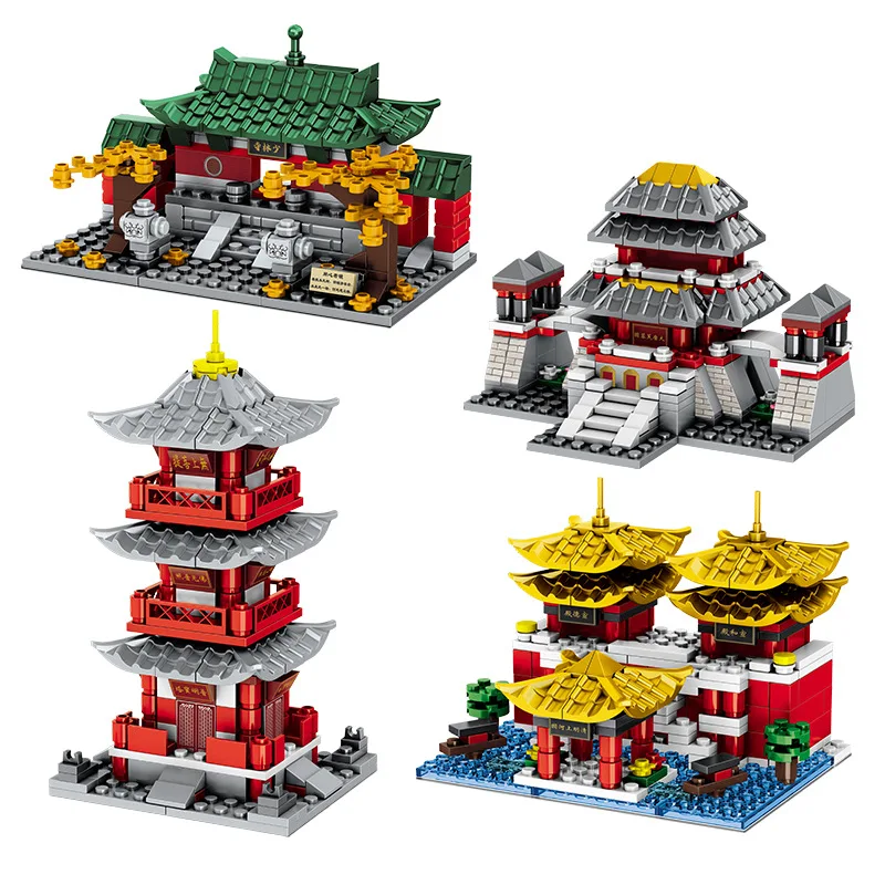 

Креативный город в китайском стиле древние здания фуронг сад ханшань храм строительные блоки кирпичи игрушки рождественские подарки