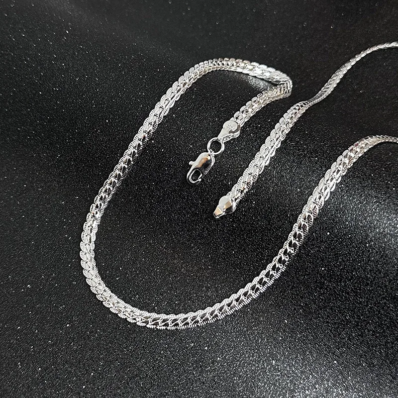 Ожерелье с боковой цепью для мужчин и женщин серебро 925 пробы 5 мм 20-60 см модные