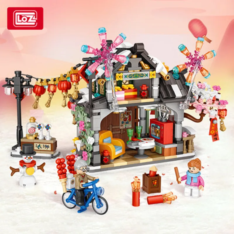 LOZ Blocks Architecture Merry Christmas House Tree Deer Mini Blocks Bricks Building Toy for Children happy new year series images - 3