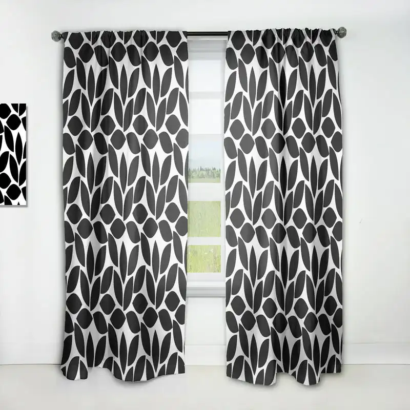 

. Stylishly Elegant 'White XII Geometric' Mid-Century Modern Curtain Panel, Perfect for Any Home.