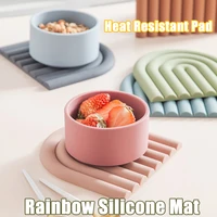 new rainbow silicone mat table coaster kitchen heat resistant pan pads hot dishes pot holder placemat multipurpose pot holders