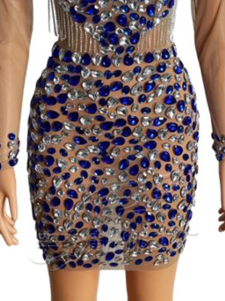Высококачественное цветное популярное эластичное облегающее платье со стразами