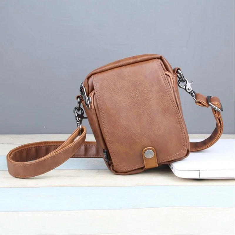 Vertical Trendy Fashion Man'S Single Shoulder Mini Pouch Retro Crossbody Bag Summer Korean Leisure Mobile Phone Bag