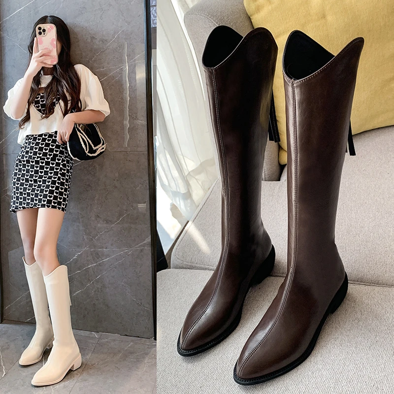 

Women's Rubber Boots Shoes Sexy Thigh High Heels High Sexy Boots-Women Zipper Rain Mid Calf Ladies Autumn Pointy Over-the-Knee 2