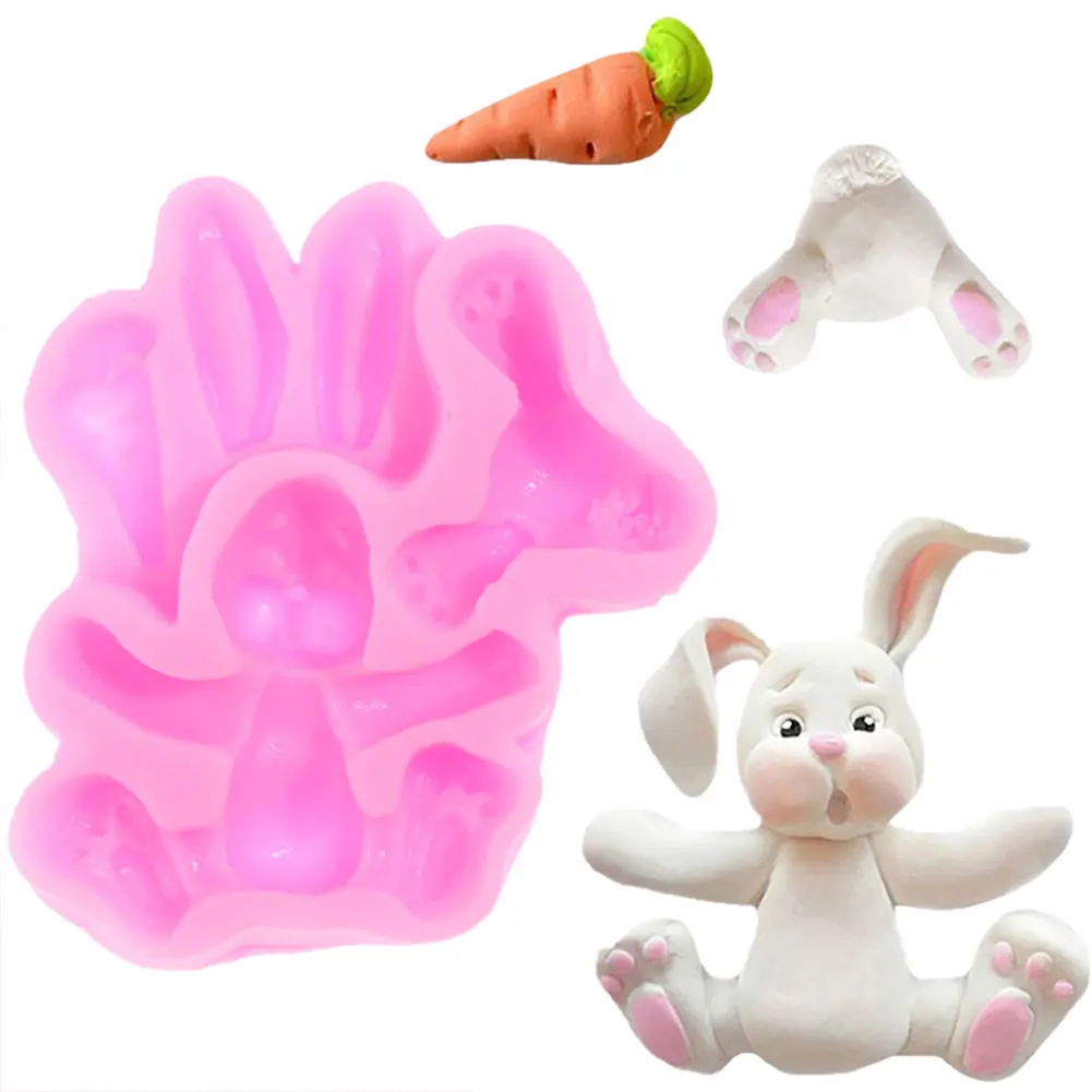 

3D Carrot Rabbit Silicone Cake Mold Fondant Sugar Decor DIY Baking Tools