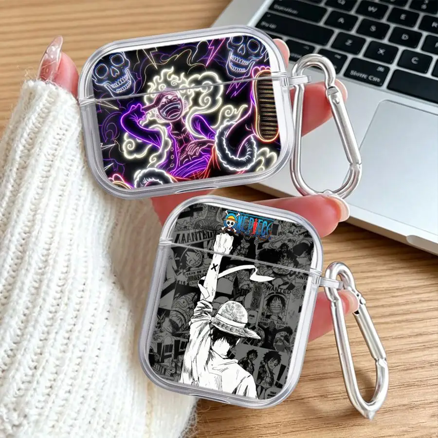 Фото Прозрачные чехлы для наушников AirPods Pro 2, Pro3, 1, 4, 3 с аниме-дизайном One Piece №3