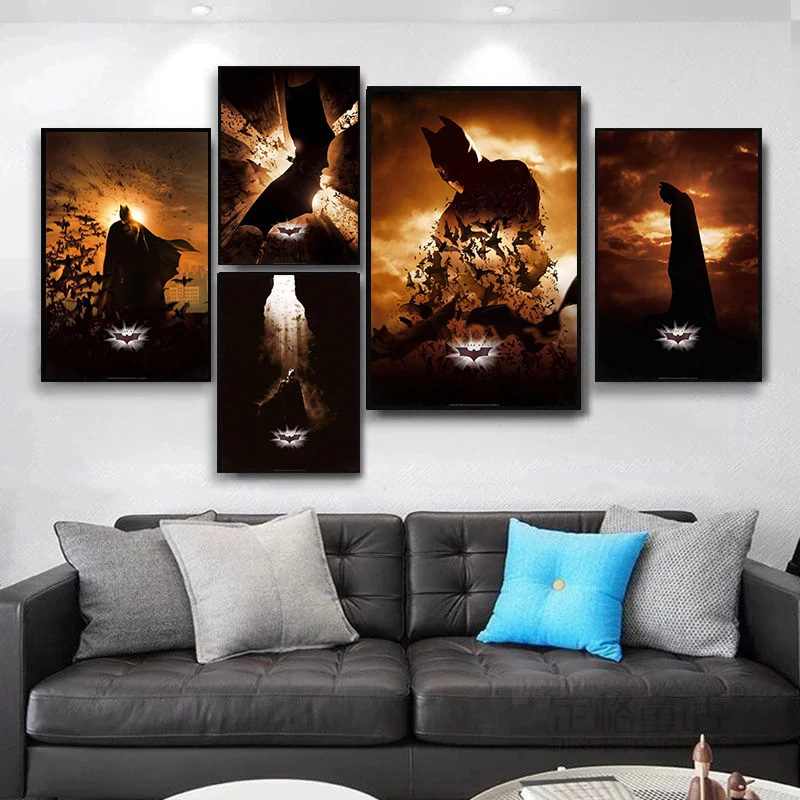 

DC Comics Marvel Canvas Painting Superhero Batman Begins Movie Wall Poster Print Mural Picture Living Room Home Decor Cuadros