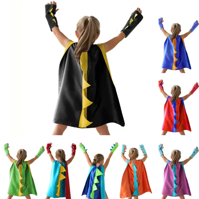 

Dinosaur Costume Cape with Gloves Dino Cosplay Kids Halloween Dino Costume